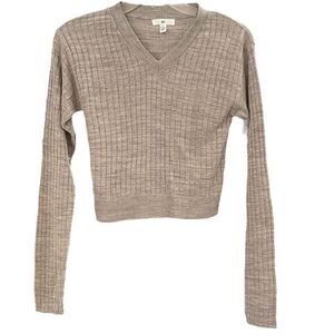 BP Women's Top Sweater V-Neck Long Sleeve Rib-Knit Reagan Crop Size Small NEW